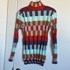 NWOT multi-colored retro mock-neck sweater